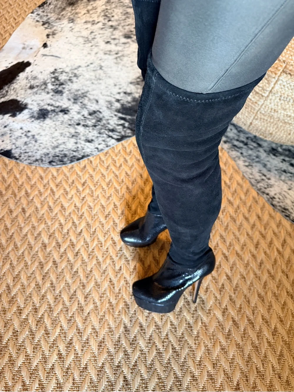 Alice + Olivia Black Over‑The‑Knee Platform Stiletto Boots